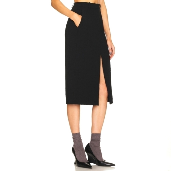Theory Black Midi Wool-Blend Trouser Skirt 12